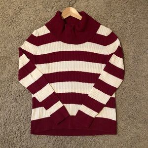 Red and White Striped Cableknit Sweater